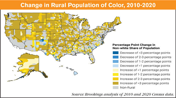 Change in Rural Population of Color 2010-2020