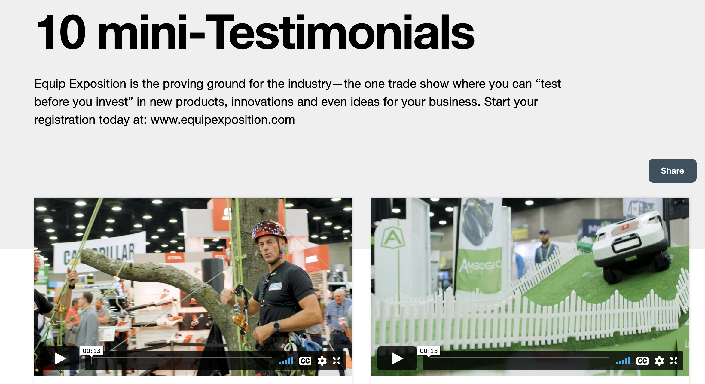 Equip Exposition is the proving ground for the industry—the one trade show where you can “test before you invest” in new products, innovations and even ideas for your business. Start your registration today at: www.equipexposition.com