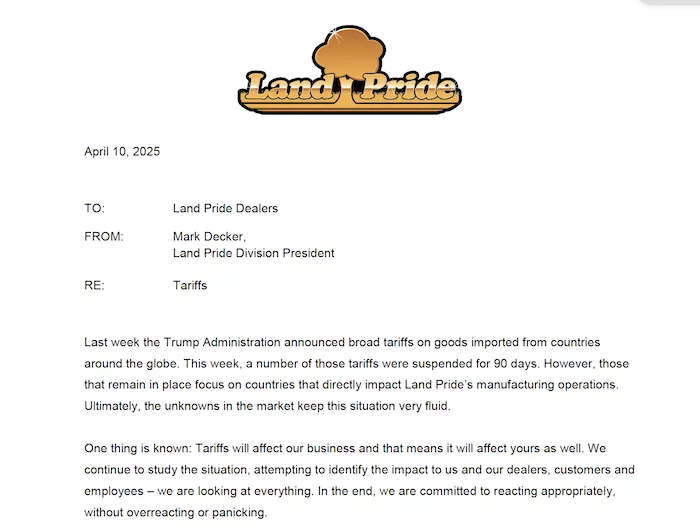 Land Pride division president addresses tariff situation