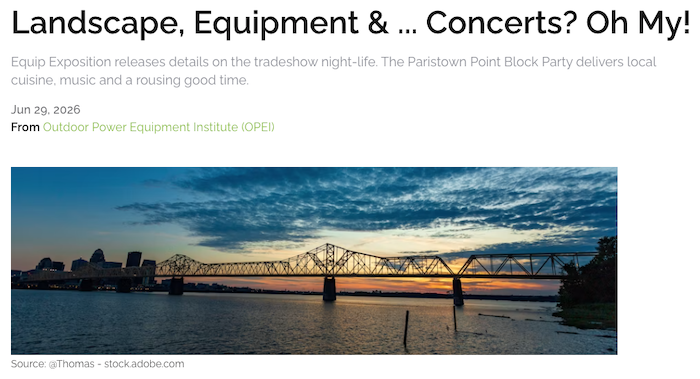 Landscape, Equipment & ... Concerts? Oh My!