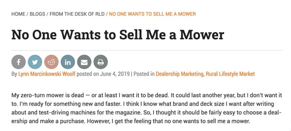 Sell a Mower