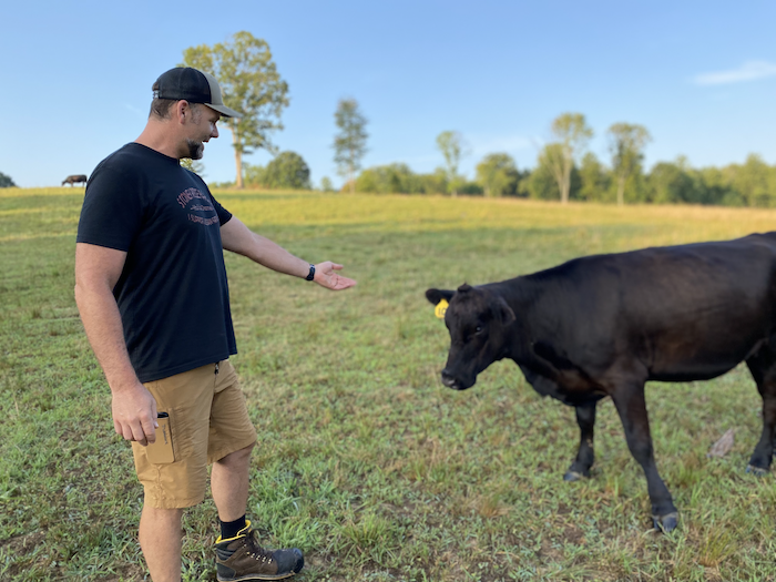 Josh Draper and cow